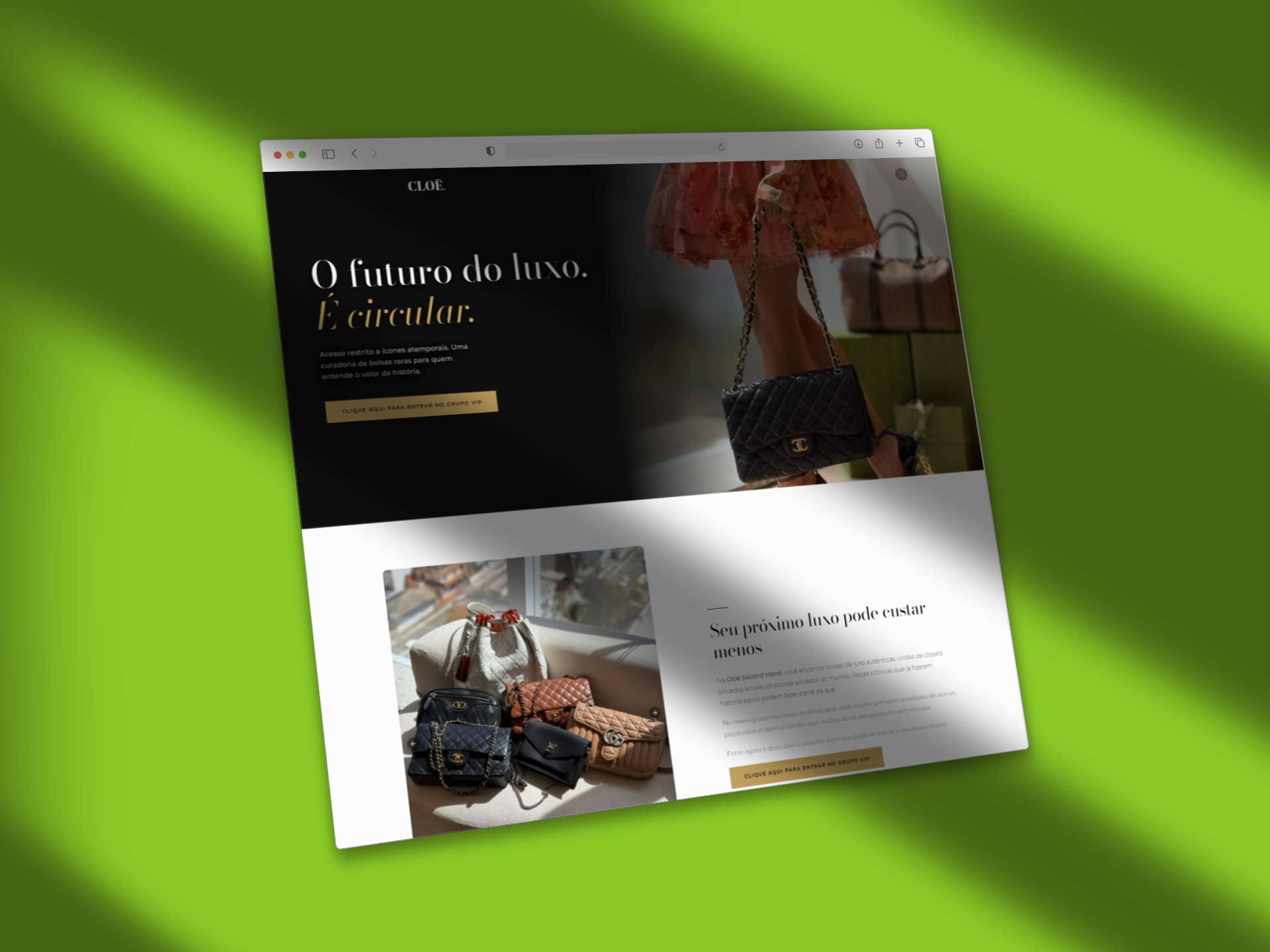 Cloé Second Hand — landing page de brechó de bolsas de luxo