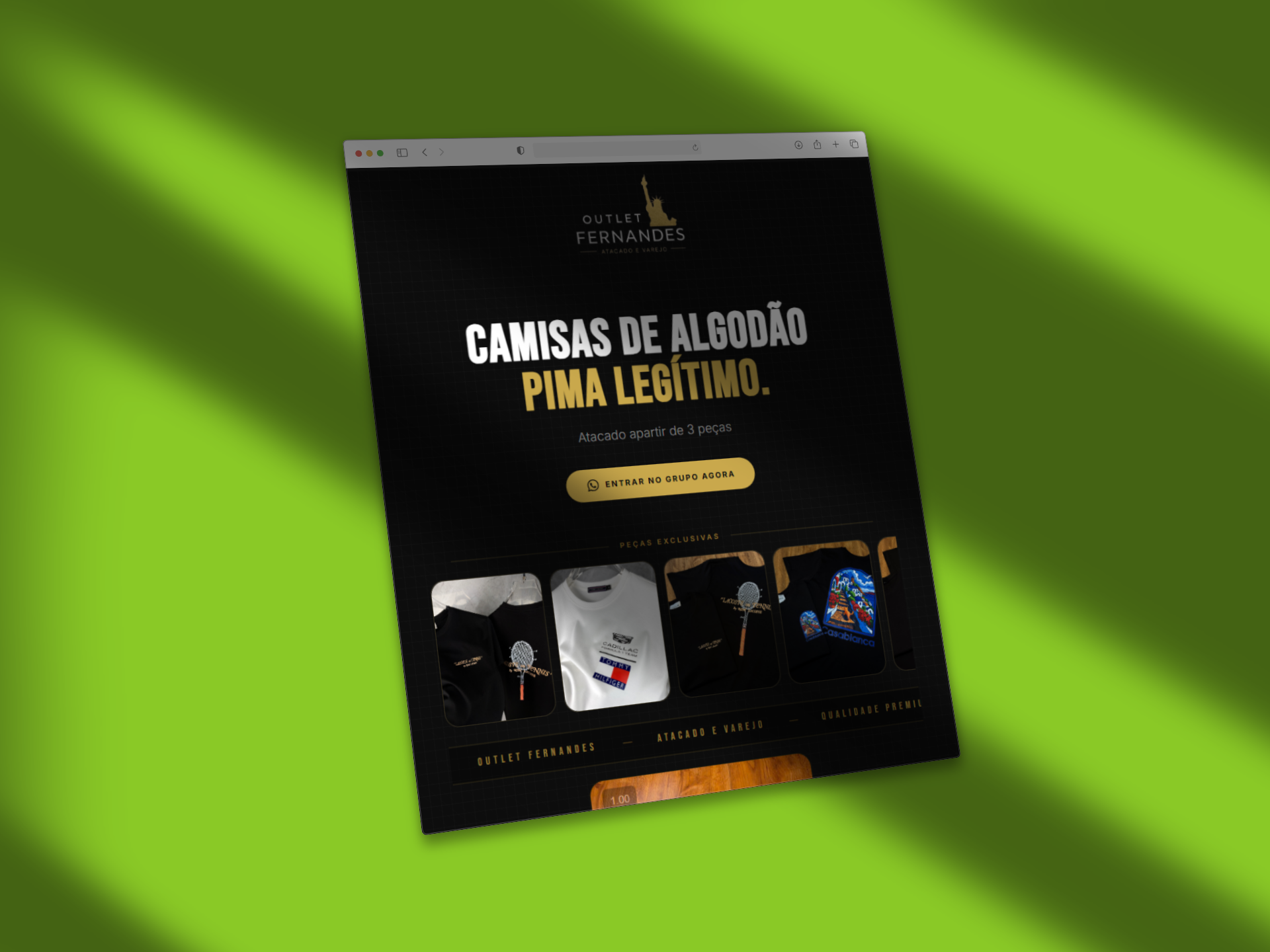 Outlet Fernandes — landing page de atacado de camisas