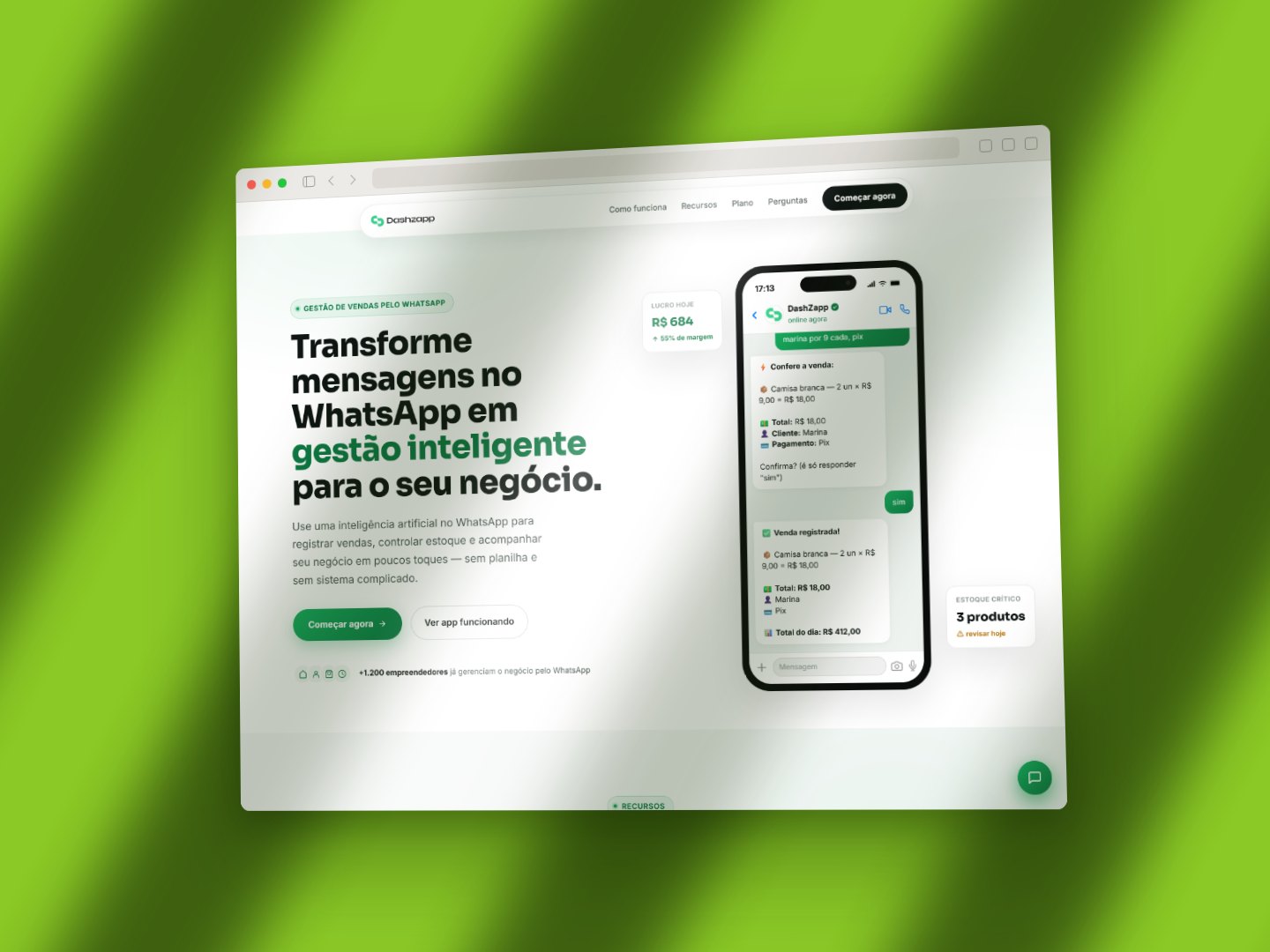 Dashzapp — sistema de gestão de vendas pelo WhatsApp